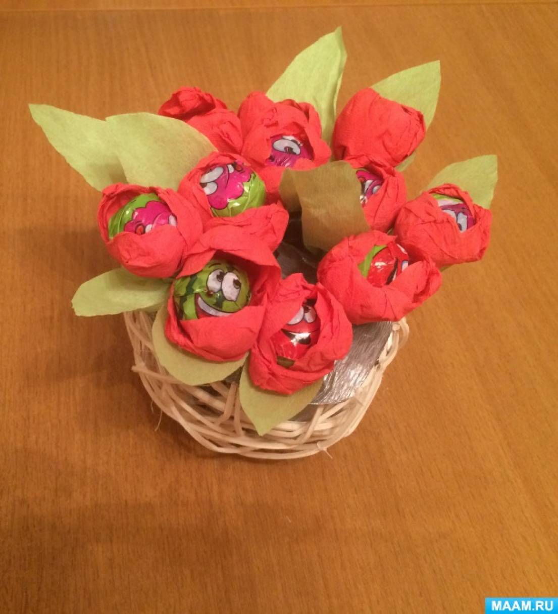 Майстер-клас по свит-дизайну «Солодкі квіти для мами»   Мета: виконати подарунок своїми руками і зробити приємне мамі