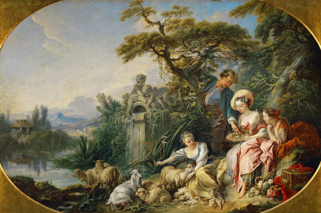Гніздо (1740) (98 х 146) (Париж, Лувр) Пастушка   Зараз важко собі навіть уявити, якою популярністю користувалися пасторальні сценки в другій половині XVIII століття