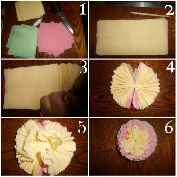 Ось ще один простий спосіб швидко зробити паперові гвоздики і навіть букет з помпонами
